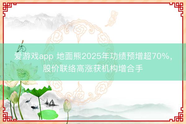 爱游戏app 地面熊2025年功绩预增超70%，股价联络高涨获机构增合手