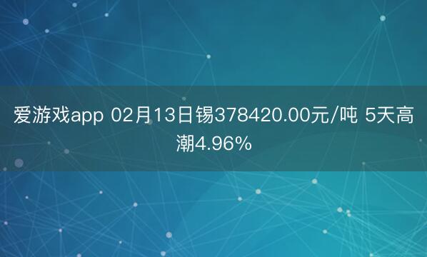 爱游戏app 02月13日锡378420.00元/吨 5天高潮4.96%