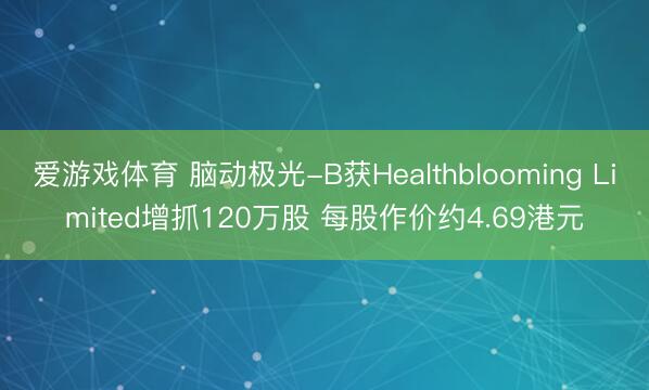 爱游戏体育 脑动极光-B获Healthblooming Limited增抓120万股 每股作价约4.69港元
