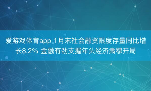 爱游戏体育app 1月末社会融资限度存量同比增长8.2% 金融有劲支握年头经济肃穆开局