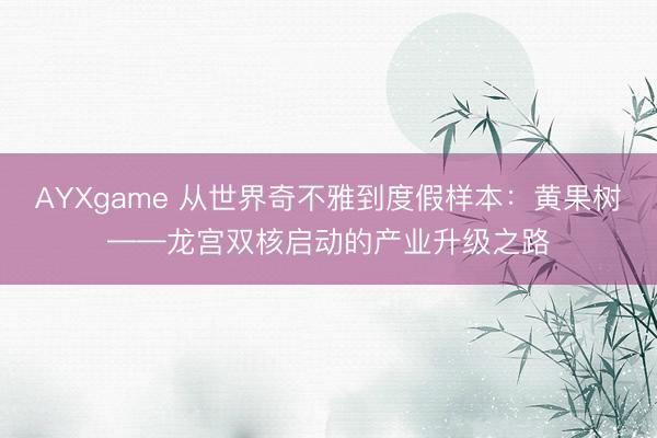 AYXgame 从世界奇不雅到度假样本：黄果树——龙宫双核启动的产业升级之路