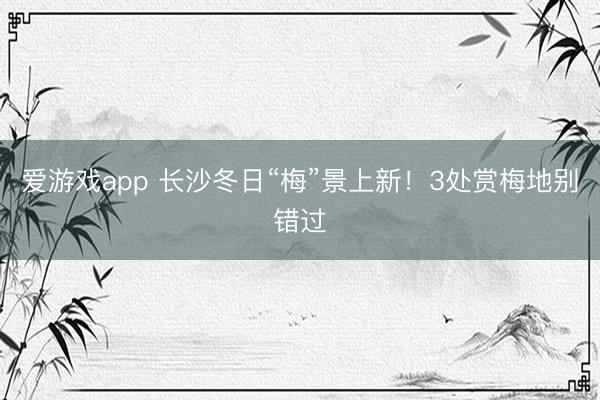 爱游戏app 长沙冬日“梅”景上新！3处赏梅地别错过