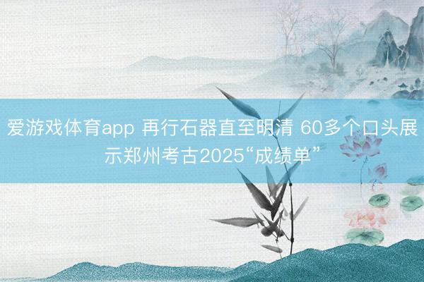 爱游戏体育app 再行石器直至明清 60多个口头展示郑州考古2025“成绩单”