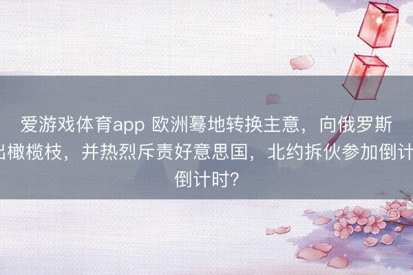 爱游戏体育app 欧洲蓦地转换主意，向俄罗斯抛出橄榄枝，并热烈斥责好意思国，北约拆伙参加倒计时？