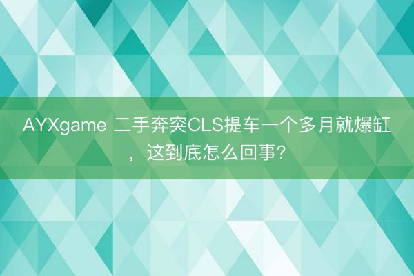 AYXgame 二手奔突CLS提车一个多月就爆缸，这到底怎么回事？