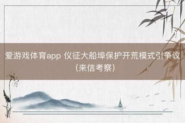 爱游戏体育app 仪征大船埠保护开荒模式引争议(来信考察)