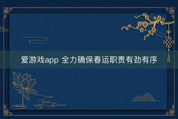 爱游戏app 全力确保春运职责有劲有序
