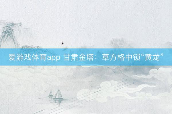 爱游戏体育app 甘肃金塔：草方格中锁“黄龙”