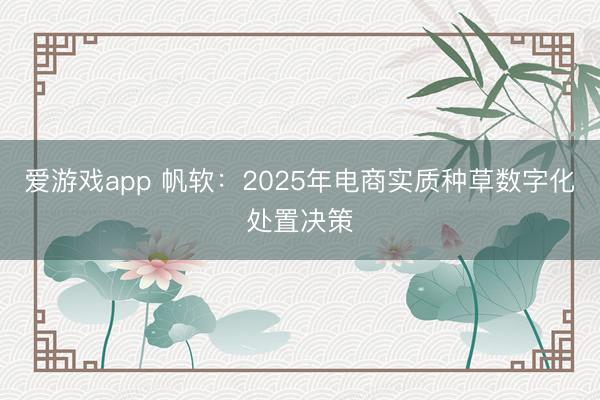 爱游戏app 帆软:2025年电商实质种草数字化处置决策