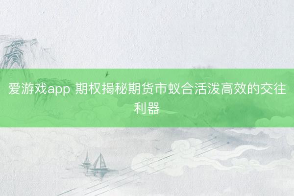 爱游戏app 期权揭秘期货市蚁合活泼高效的交往利器
