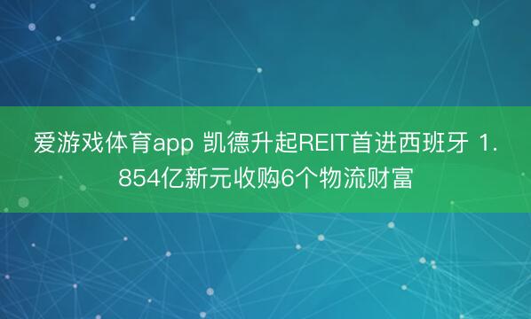 爱游戏体育app 凯德升起REIT首进西班牙 1.854亿新元收购6个物流财富