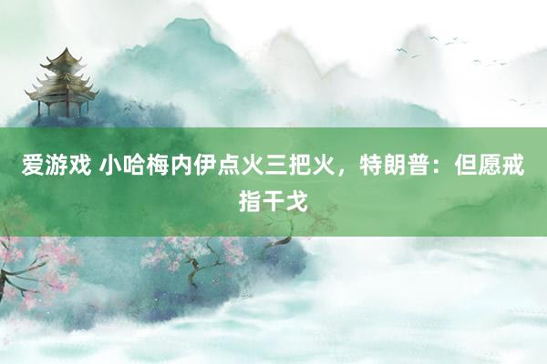 爱游戏 小哈梅内伊点火三把火,特朗普:但愿戒指干戈