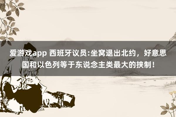 爱游戏app 西班牙议员:坐窝退出北约,好意思国和以色列等于东说念主类最大的挟制!