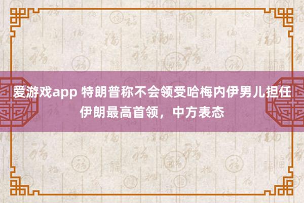 爱游戏app 特朗普称不会领受哈梅内伊男儿担任伊朗最高首领，中方表态