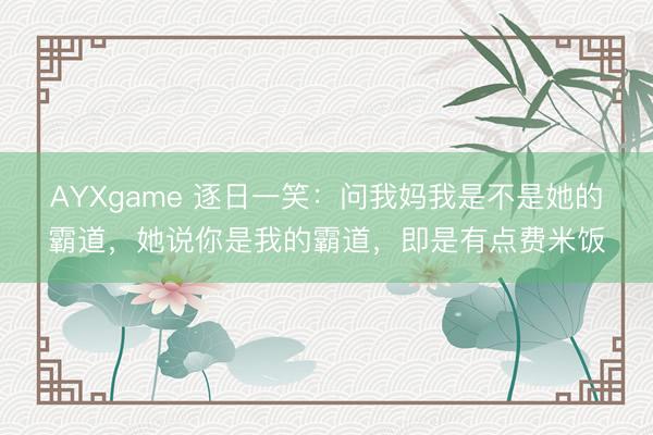AYXgame 逐日一笑：问我妈我是不是她的霸道，她说你是我的霸道，即是有点费米饭