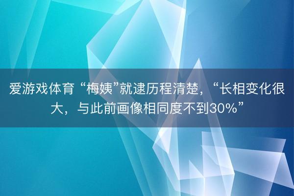 爱游戏体育 “梅姨”就逮历程清楚，“长相变化很大，与此前画像相同度不到30%”