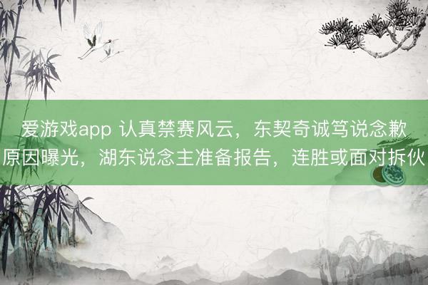 爱游戏app 认真禁赛风云，东契奇诚笃说念歉原因曝光，湖东说念主准备报告，连胜或面对拆伙