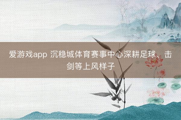 爱游戏app 沉稳城体育赛事中心深耕足球、击剑等上风样子