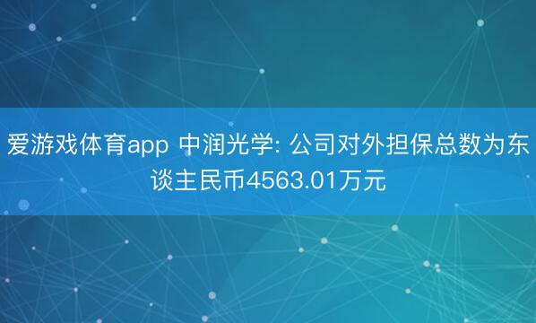 爱游戏体育app 中润光学: 公司对外担保总数为东谈主民币4563.01万元