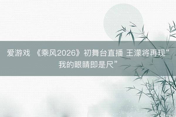爱游戏 《乘风2026》初舞台直播 王濛将再现“我的眼睛即是尺”