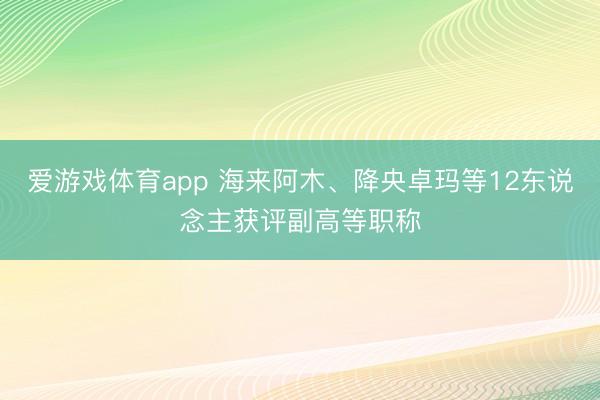 爱游戏体育app 海来阿木、降央卓玛等12东说念主获评副高等职称