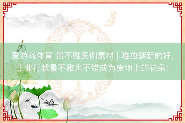 爱游戏体育 景不雅案例素材 | 唯独翻新的好，工业行状景不雅也不错成为废地上的花朵！