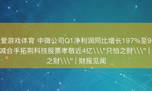 爱游戏体育 中微公司Q1净利润同比增长197%至9.3亿元，减合手拓荆科技股票孝敬近4亿\
