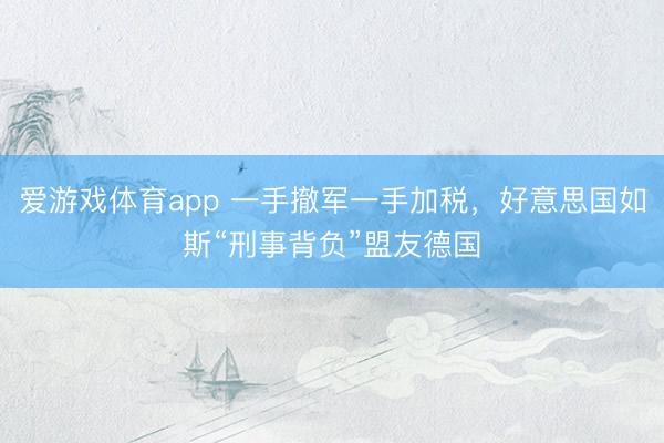 爱游戏体育app 一手撤军一手加税，好意思国如斯“刑事背负”盟友德国