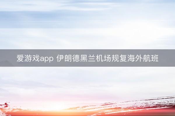 爱游戏app 伊朗德黑兰机场规复海外航班