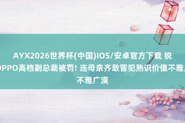 AYX2026世界杯(中国)IOS/安卓官方下载 锐评|OPPO高档副总裁被罚! 连母亲齐敢冒犯熟识价值不雅广漠
