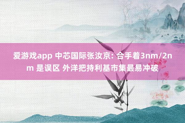 爱游戏app 中芯国际张汝京: 合手着3nm/2nm 是误区 外洋把持利基市集最易冲破