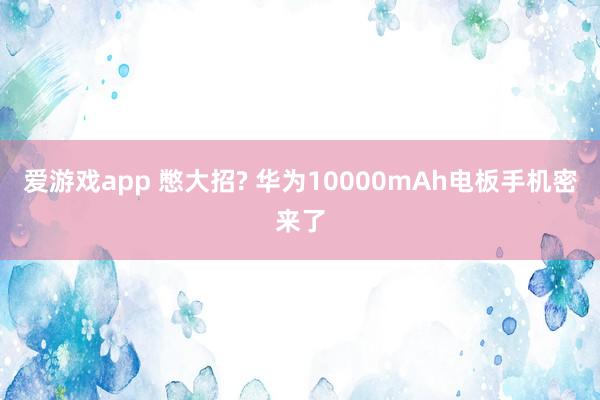 爱游戏app 憋大招? 华为10000mAh电板手机密来了