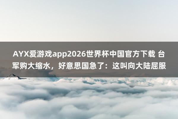 AYX爱游戏app2026世界杯中国官方下载 台军购大缩水，好意思国急了：这叫向大陆屈服