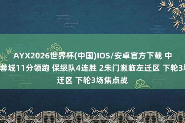 AYX2026世界杯(中国)IOS/安卓官方下载 中超形态: 蓉城11分领跑 保级队4连胜 2朱门濒临左迁区 下轮3场焦点战