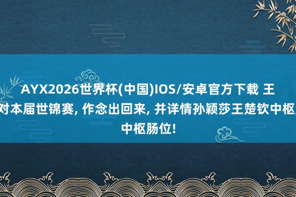 AYX2026世界杯(中国)IOS/安卓官方下载 王励勤对本届世锦赛， 作念出回来， 并详情孙颖莎王楚钦中枢肠位!