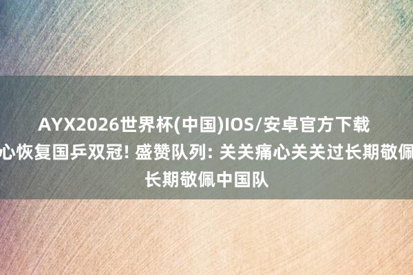 AYX2026世界杯(中国)IOS/安卓官方下载 许昕暖心恢复国乒双冠! 盛赞队列: 关关痛心关关过长期敬佩中国队