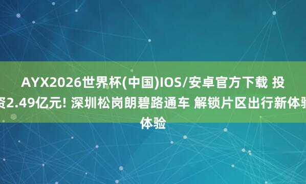 AYX2026世界杯(中国)IOS/安卓官方下载 投资2.49亿元! 深圳松岗朗碧路通车 解锁片区出行新体验