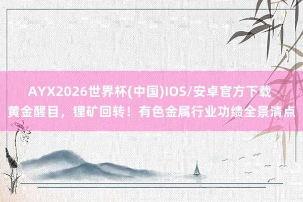 AYX2026世界杯(中国)IOS/安卓官方下载 黄金醒目，锂矿回转！有色金属行业功绩全景清点
