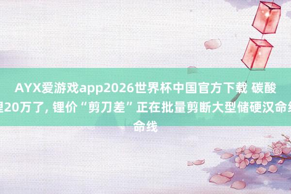 AYX爱游戏app2026世界杯中国官方下载 碳酸锂20万了， 锂价“剪刀差”正在批量剪断大型储硬汉命线