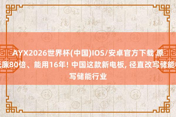 AYX2026世界杯(中国)IOS/安卓官方下载 原料低廉80倍、能用16年! 中国这款新电板， 径直改写储能行业