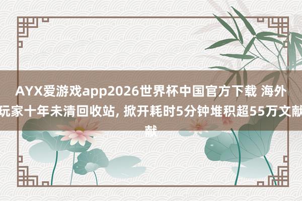AYX爱游戏app2026世界杯中国官方下载 海外玩家十年未清回收站， 掀开耗时5分钟堆积超55万文献