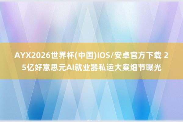 AYX2026世界杯(中国)IOS/安卓官方下载 25亿好意思元AI就业器私运大案细节曝光