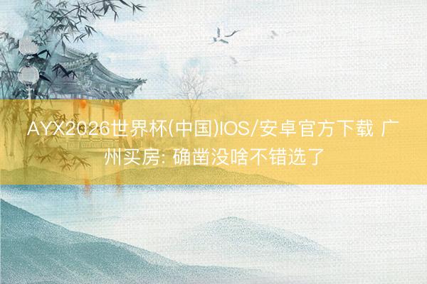 AYX2026世界杯(中国)IOS/安卓官方下载 广州买房: 确凿没啥不错选了