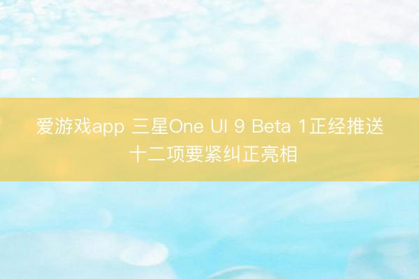 爱游戏app 三星One UI 9 Beta 1正经推送 十二项要紧纠正亮相