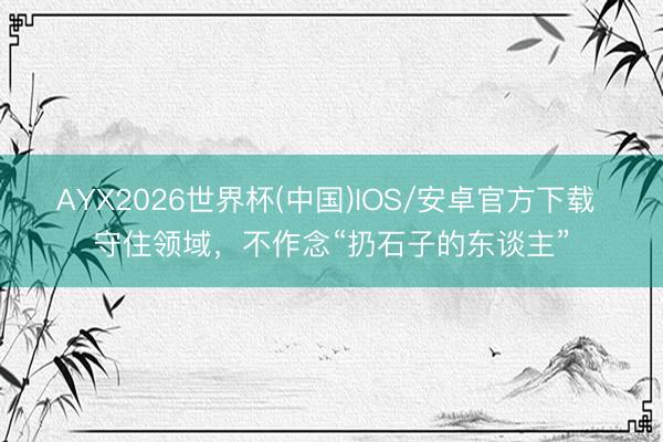AYX2026世界杯(中国)IOS/安卓官方下载 守住领域，不作念“扔石子的东谈主”