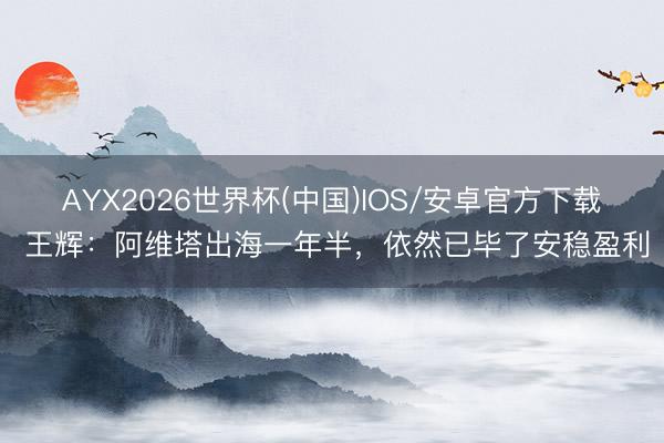 AYX2026世界杯(中国)IOS/安卓官方下载 王辉：阿维塔出海一年半，依然已毕了安稳盈利