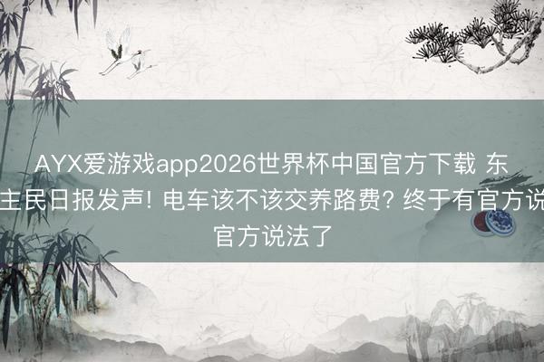 AYX爱游戏app2026世界杯中国官方下载 东说念主民日报发声! 电车该不该交养路费? 终于有官方说法了