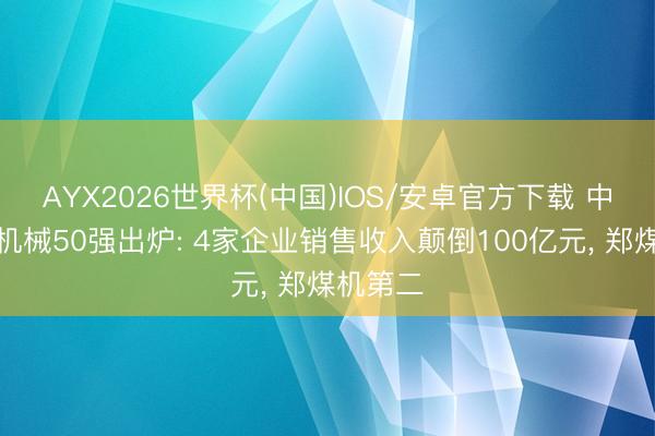 AYX2026世界杯(中国)IOS/安卓官方下载 中国煤炭机械50强出炉: 4家企业销售收入颠倒100亿元， 郑煤机第二