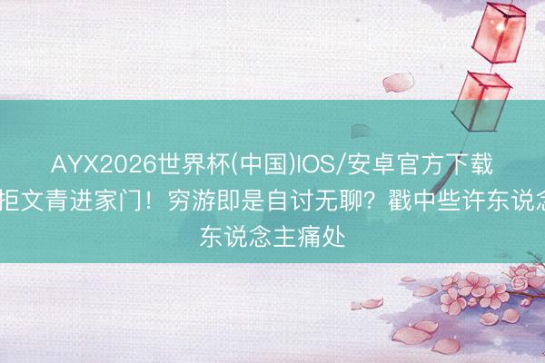 AYX2026世界杯(中国)IOS/安卓官方下载 蒋友柏拒文青进家门！穷游即是自讨无聊？戳中些许东说念主痛处