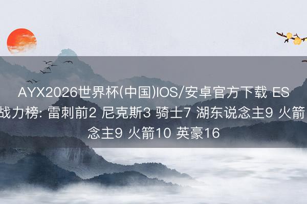 AYX2026世界杯(中国)IOS/安卓官方下载 ESPN新赛季战力榜: 雷刺前2 尼克斯3 骑士7 湖东说念主9 火箭10 英豪16